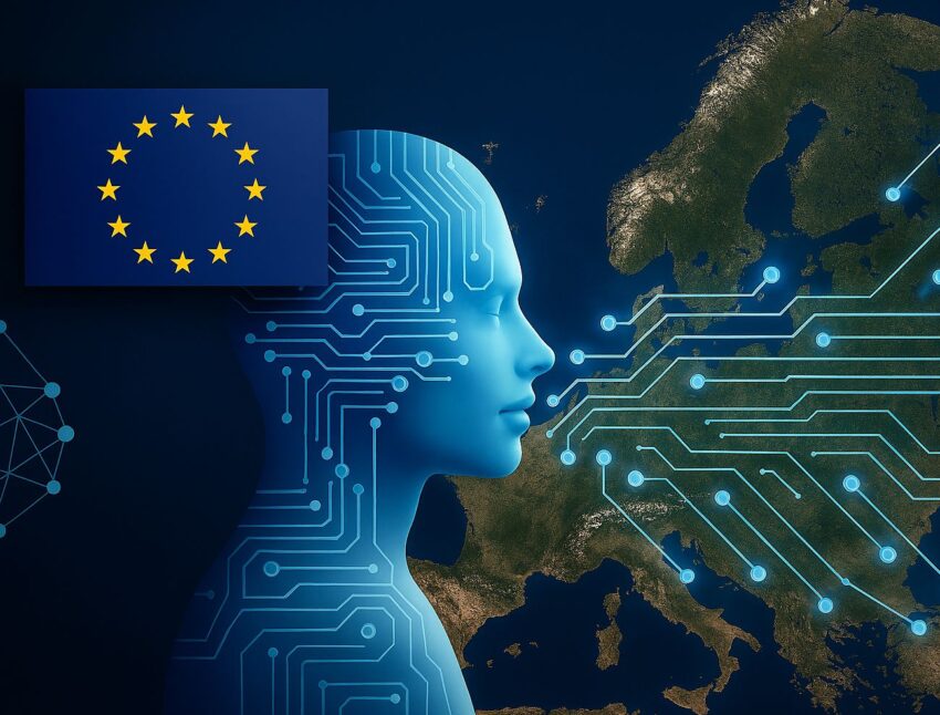 Symbolicky zobrazená digitální Evropa